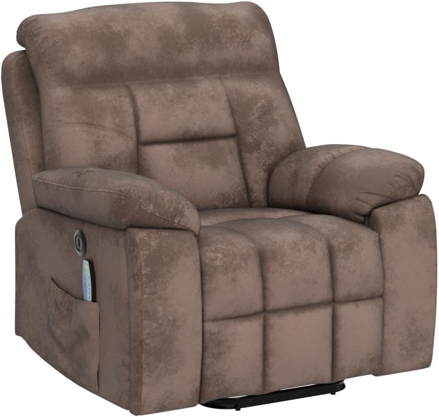 CANMOV Large Power Lift Recliner Chair with Massage and Heat for Elderly Big and Tall People, Overstuffed Wide Recliners with 2 Cup Holders, Side Pocket and USB Port, Camel