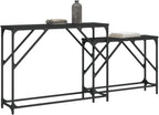 Nesting Console Tables 2 Pack Black Engineered Wood | Metal Frame, Industrial Style, Space Saving, Versatile for Living Room or Hallway