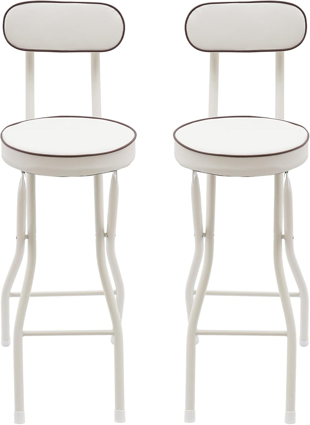 2PCS Folding Stool Cushioned Padded Folding Stool with 275.6lbs Capacity Foldable Bar Stool Portable Stool Chair with Back for Kitchen Living Room Garden Camping Fishing (White)
