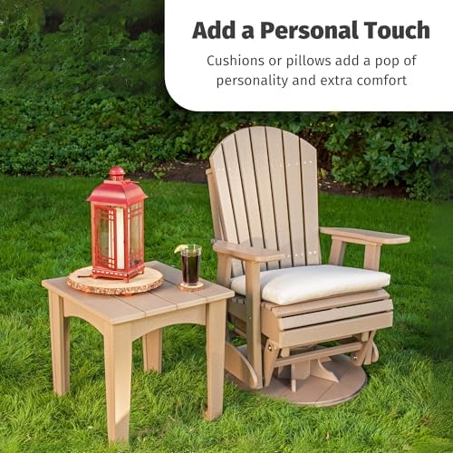 LuxCraft 2' Adirondack Outdoor Swivel Glider Chair, Patio Gliding Rocker, Swiveling Glider Rocking Chair for Outside (Aruba Blue & White)
