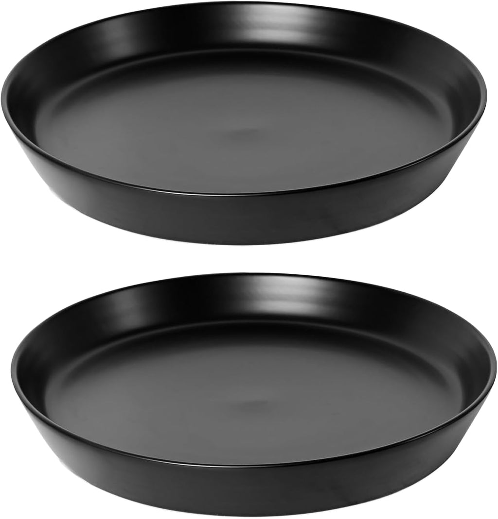 2 Pack Ceramic Plant Saucer 4 Inch, Heavy Duty Plant Pot Tray for Indoor & Outdoor, Glazed Ceramic Plant Drip Trays