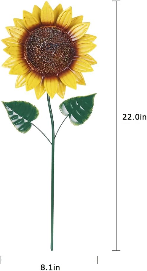 hogardeck Garden Decor for Outside, 2 Pack Sunflower Decorative Garden Stakes for Spring Outdoor Yard Decor, Metal Yard Art with Shaking Head for Garden Lawn Porch Decorations