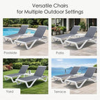 Kozyard 3-Piece Outdoor Chaise Lounge Set Fully Flat Adjustable Lounger | Aluminum Frame & Resin Legs, Textilene Fabric for Poolside, Backyard & Beach Gray, 2 Chairs + Table
