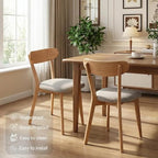 100% Solid Wood Dining Room Chairs - Practical Kitchen Chairs - Wood Chair for Dining Room, Kitchen (6, Natural with Grey Cushion)