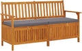 Outdoor Storage Bench with Cushion 58.3 inch Solid Acacia Wood Patio Entryway Seating with Hidden Compartment for Garden Deck Hallway Gray