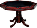 Furniture of America Deaton 48" x 48" Traditional 8-Sided Octagon-Shaped Wood Gaming Table with Inter-Changeable Top, Cupholder, Pedestal Legs, Assembly Required, in Cherry Finish