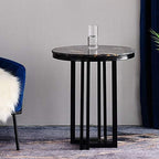 Telephone Table, Marble Sofa Side Table Nordic Luxury Round Coffee Table Telephone Table Bedroom Bedside Table Leisure Table 5062CM(Silver