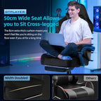 GTPLAYER Gaming Chair Fabric with Pocket Spring Cushion, Big and Tall Gamings Chairs 350LBS High Back Computer Chair with Footrest for Adults Lumbar Support Swivel Game Chair for Office Light Black
