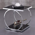 Telephone Table, Square Side Table,2 Layer Coffee Table,Telephone Table,Corner Table,Tempered Glass Sofa Side Table,554051CM(Silver