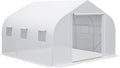 Outsunny 11.5' x 10' x 6.5' Walk-in Greenhouse, Tunnel Green House with Zippered Mesh Door and 6 Mesh Windows, Gardening Plant Hot House with Galvanized Steel Frame, White