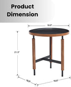 DUOMAY Modern Round Wood Side Table, 19.5'' Wide End Table with T-Shaped Metal Base, Round Tubular Iron Legs Covered with Rubber Wood for Living Room, Lounge, Office, Apartment, Black