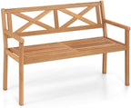 Acacia Wood 2-Person Porch Chair Armrests Backrest 44in Seat Width 800lb Capacity Poolside