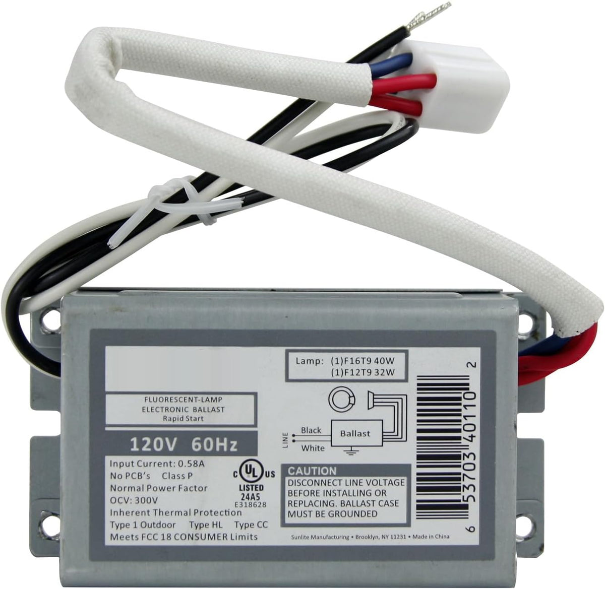 Diodesy- Electronic Ballast Rapid Start 120V 32W Rating 60Hz Fluorescent Circline Ballast Use with 1 Lamp F16T9 (40W) and F12T9 (32W) UL Approved
