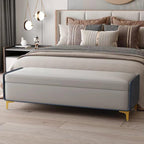 Modern Bed End Stool Bedroom Shoe Changing Entrance Bench Clothing Store Cloakroom Rest Sofa Storage Entryway(Off-White,Large)