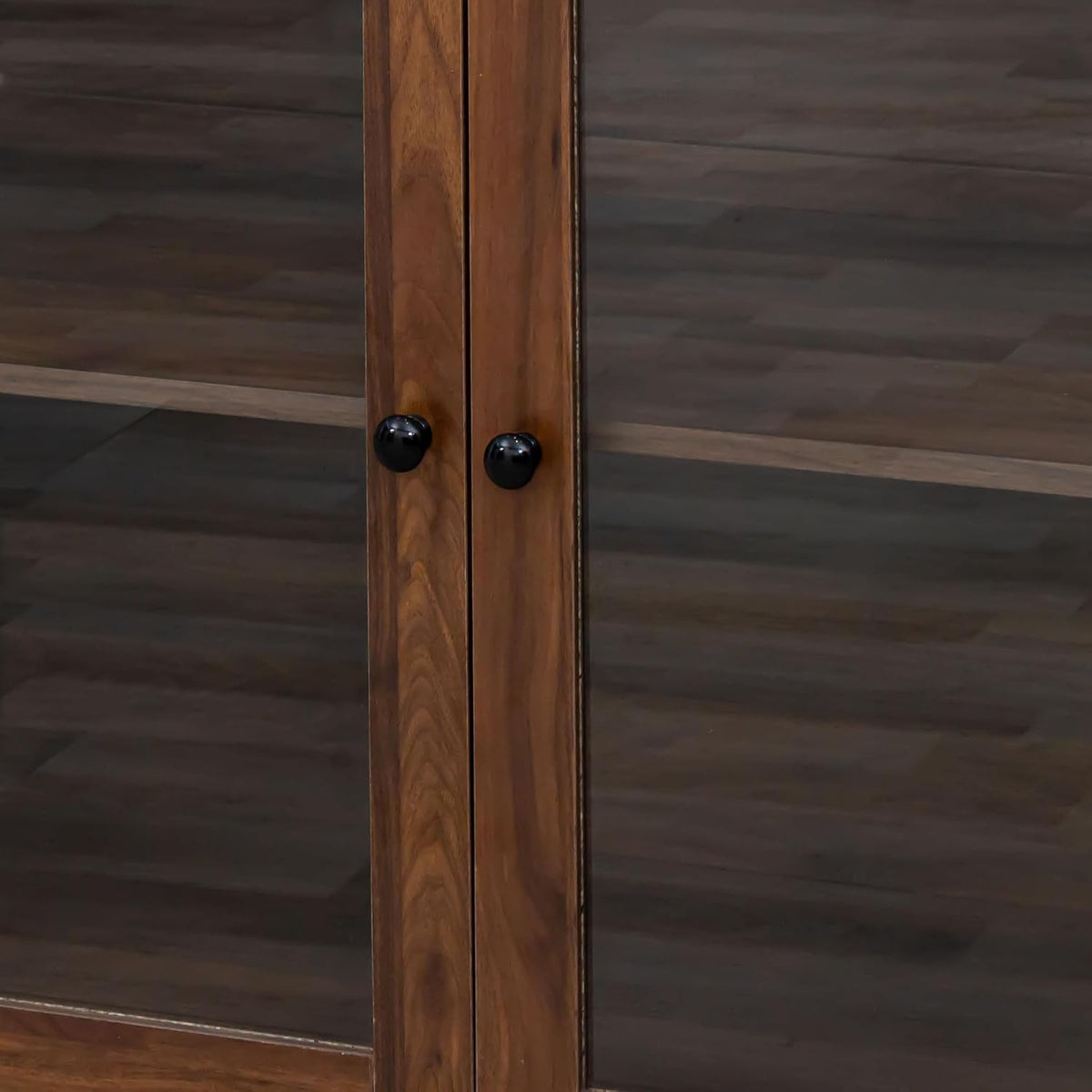 Spacious 63" Kitchen Pantry Cabinet, Freestanding Hutch with 4 Doors & 4 Drawers, Large Storage Cupboard with Microwave Shelf for Kitchen and Dining Room (Walnut)