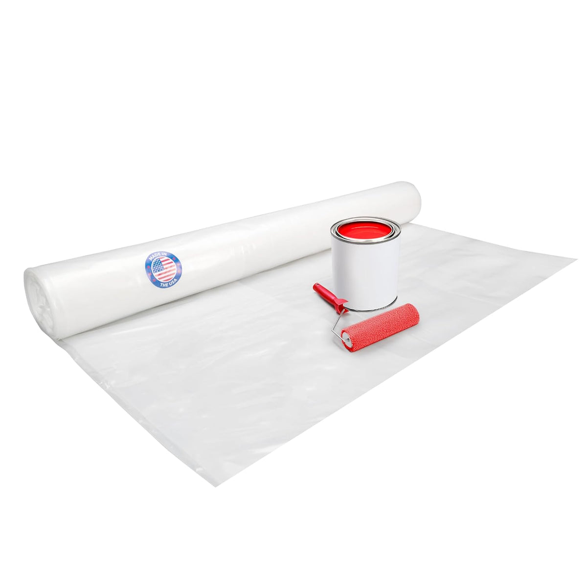 Plastic Sheeting 4 mil, 12' x 50' (600 sq. ft.) - Semi-Clear LDPE Film Roll - Plastic Covers for Furniture and Construction, Painting, Slide&Slip - Thick Heavy Plastic Sheeting by IDL Packaging