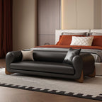 Modern Bed End Stool Leather Sofa Bench Bedroom Clothing Store Cloakroom Bedside Entryway(Gray-Blue,Medium)