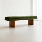 Modern Green Bedroom Bedside Bench Dressing Room Wooden and Fabric Long Entryway(Medium)