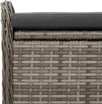 Storage Bench Grey PE Rattan Outdoor Seating Chest with Removable Cushion, 2 Person Woven Patio Garden Furniture for Terrace and Deck, Powder-Coated Steel Frame, 45.3 Inch