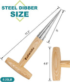 Dibber with 5 Inch Measurements Seed Dibber Garden Tool Hand Dibbler Seed Planter Tool Seed Dispenser Hole Digger for Planting Small Seeds Seedlings Sowing Seeds Transplanting Plants Planting Bulbs