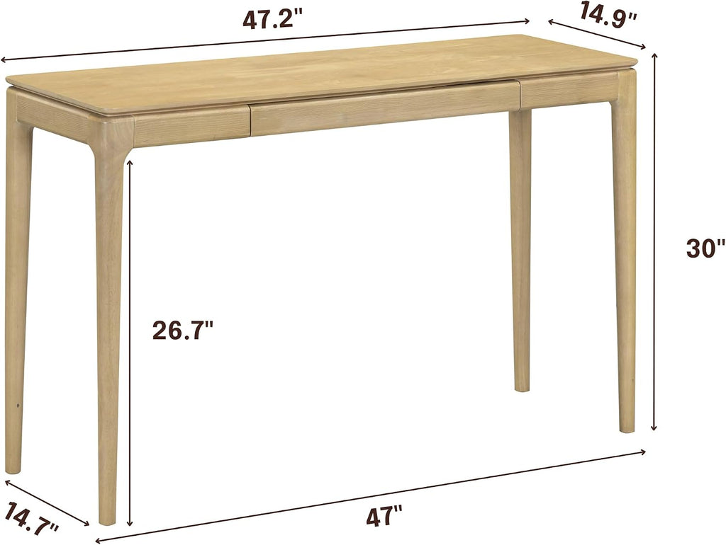 NTC Mingle 47-Inch Console Table, Modern Solid Wood Entryway Table with Hidden Drawer, Waterproof & Heat Resistant, Narrow Table for Hallway, Living Room & Foyer, Sand