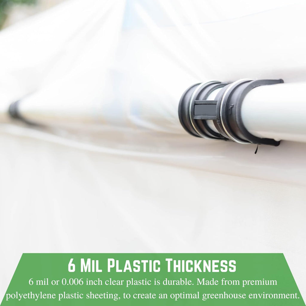 Farm Plastic Supply - Clear Greenhouse Plastic Sheeting - 6 mil - (12' x 10') - 4 Year UV Resistant Polyethylene Greenhouse Film, Hoop House Green House Cover for Gardening, Farming, Agriculture