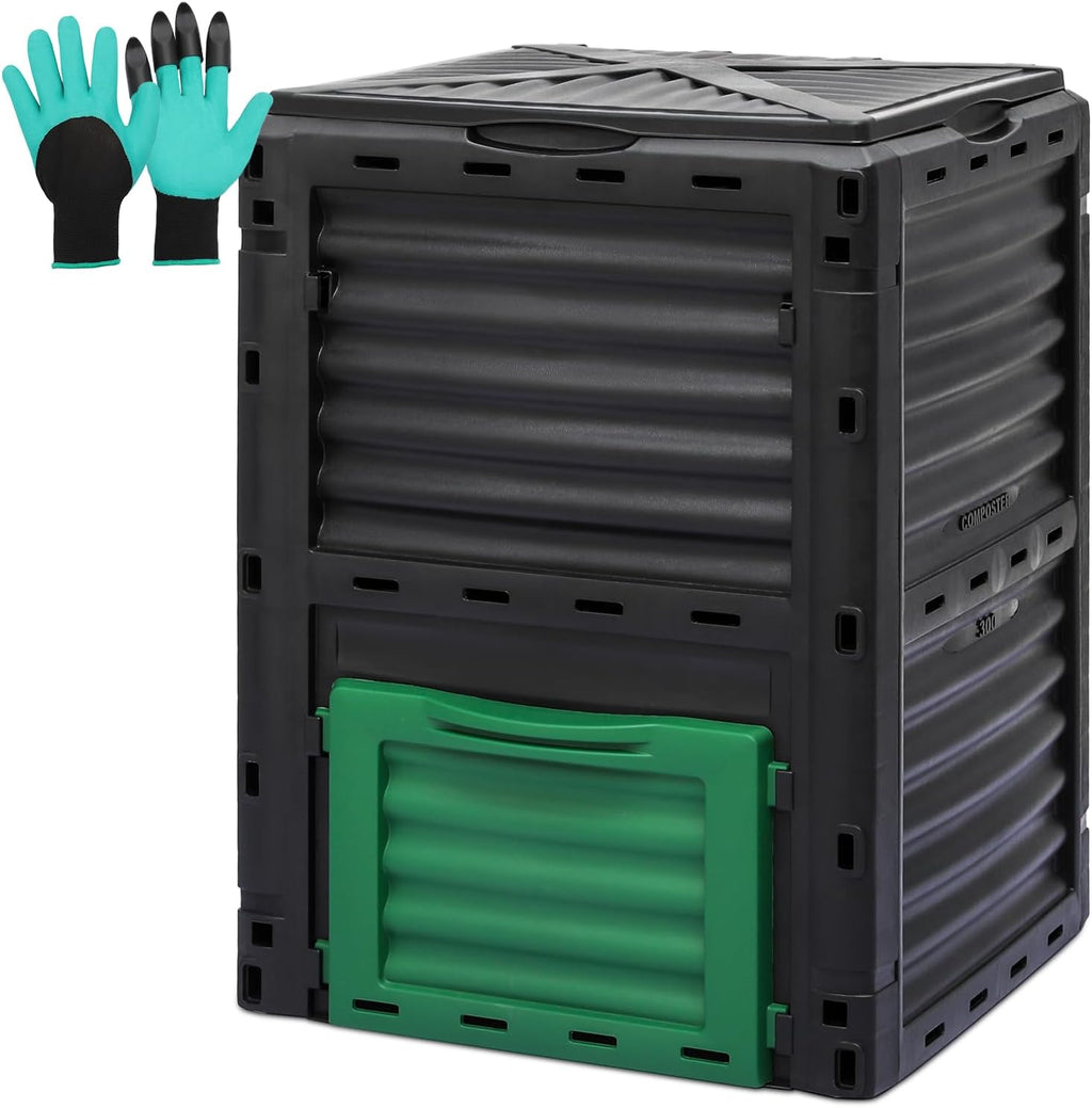 Athena Collection Compost Bin, 80 Gallon (300L) Large Outdoor Composter with Snap-On Lid & Aeration Vents, Easy to Assemble, Durable Outdoor composting Bins for Garden, Yard and Outdoor Use
