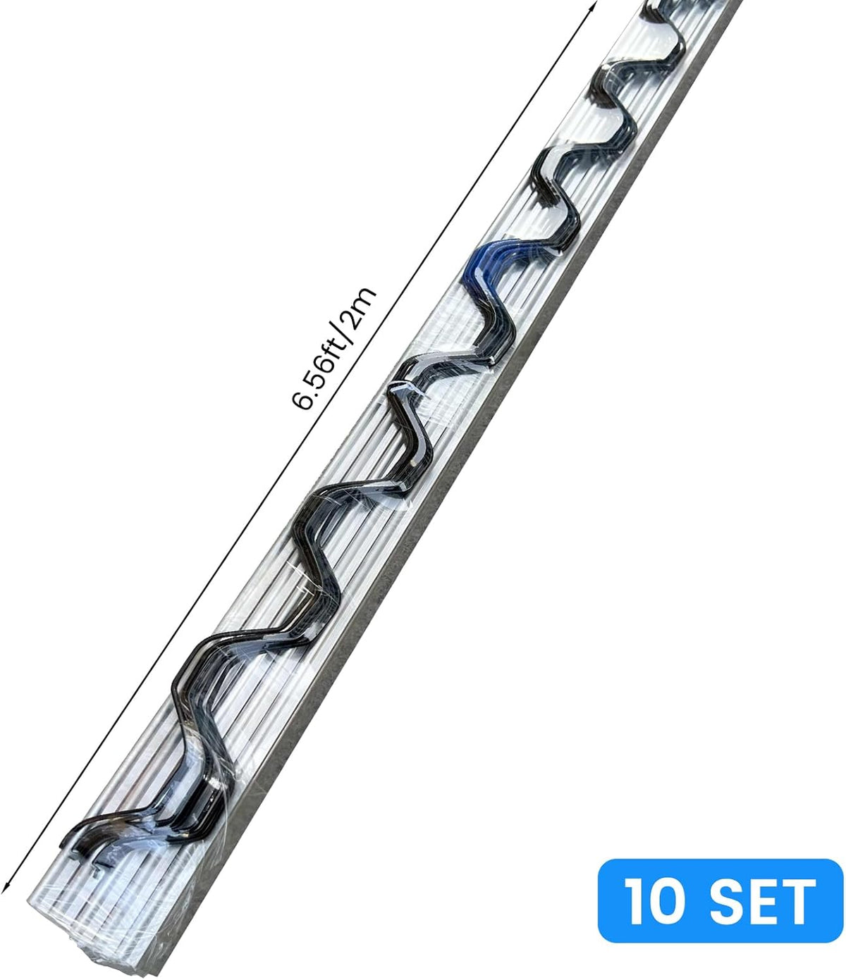 10 Set 6.6 Ft Greenhouse Lock Channel and Spring Wire，Aluminum Alloy Lock Channel and PVC Coated Spring Wires for Fixing Greenhouse Plastic Cover