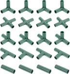 Yardwe 20Pcs Greenhouse Frame Connector, 5 Types Gardening Frame Pipe Fitting Plastic Joint Connectors for Stable Plant Support and Greenhouse Construction, 16mm