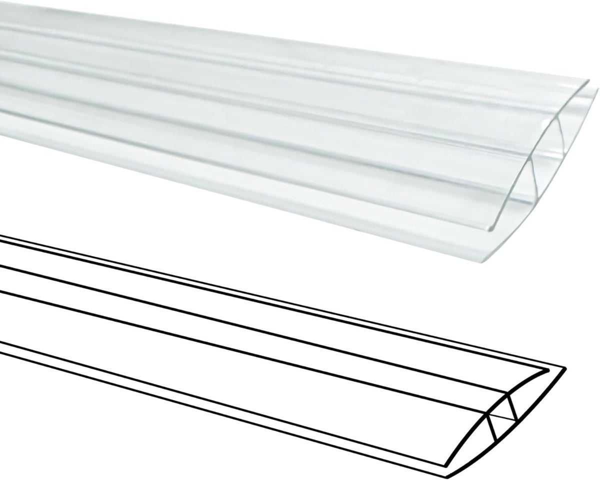 10 PCS Polycarbonate Greenhouse H-Clip Connectors 4ft Length, Fits 0.32’’ & 0.4’’ Twin-Wall Polycarbonate Panels Duty Dust, Rain & Moisture Protection Durable (H-Clip 4' × 2.32’’ × 0.4’’)