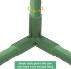 4 Pcs 11mm Greenhouse Frame Building Connectors, 4 Way Right Angle Pipe Fitting for Grape Trellis/Sunscreen Shed/Gardening Plant Stakes, Greenhouse Accessories [Green]