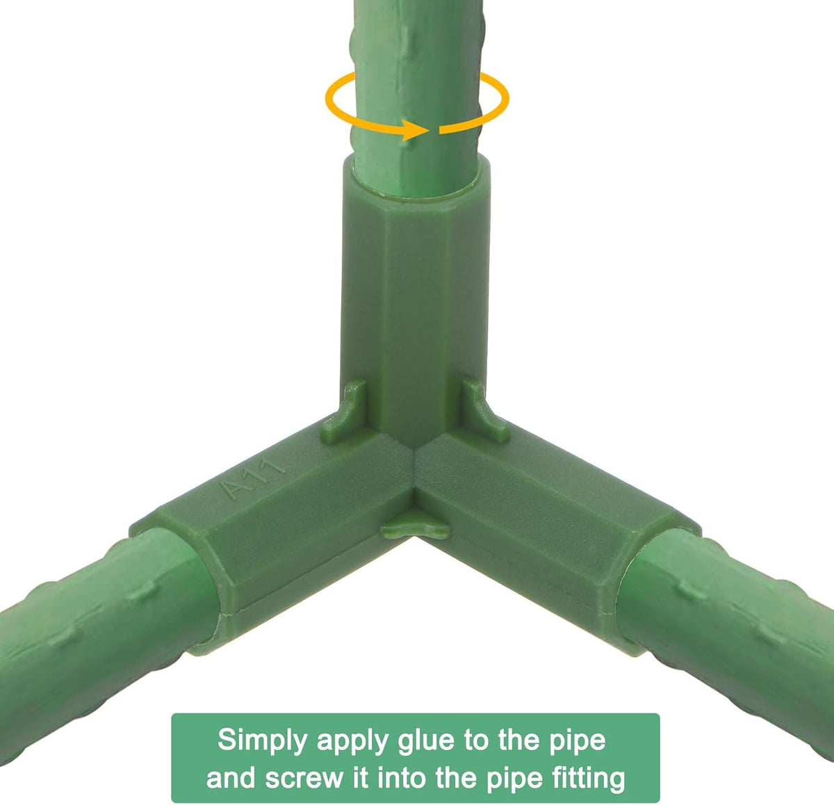 4 Pcs 11mm Greenhouse Frame Building Connectors, 4 Way Right Angle Pipe Fitting for Grape Trellis/Sunscreen Shed/Gardening Plant Stakes, Greenhouse Accessories [Green]