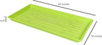 SUNPACK 10" x 20" Heavy Duty Shallow Plastic Seed Starting Tray, Lime Green, 1" (Pack of 10) - No Drainage Holes, Perfect for Greenhouses or Indoor Gardening