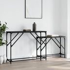 Nesting Console Tables 2 pcs Black Engineered Wood | Space-Saving Nesting Design, Sturdy Metal Frame, Easy to Clean, Versatile for Living Room, Hallway, Office