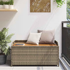 Poly Rattan Outdoor Storage Bench with Waterproof Bag, Gray Patio Seat Box for Cushions and Garden Supplies, 39.4"x19.7"x20.5"