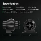 VIVOSUN D4 4 Inch 195 CFM Inline Duct Ventilation Fan HVAC Vent Blower for Hydroponics Grow Tent