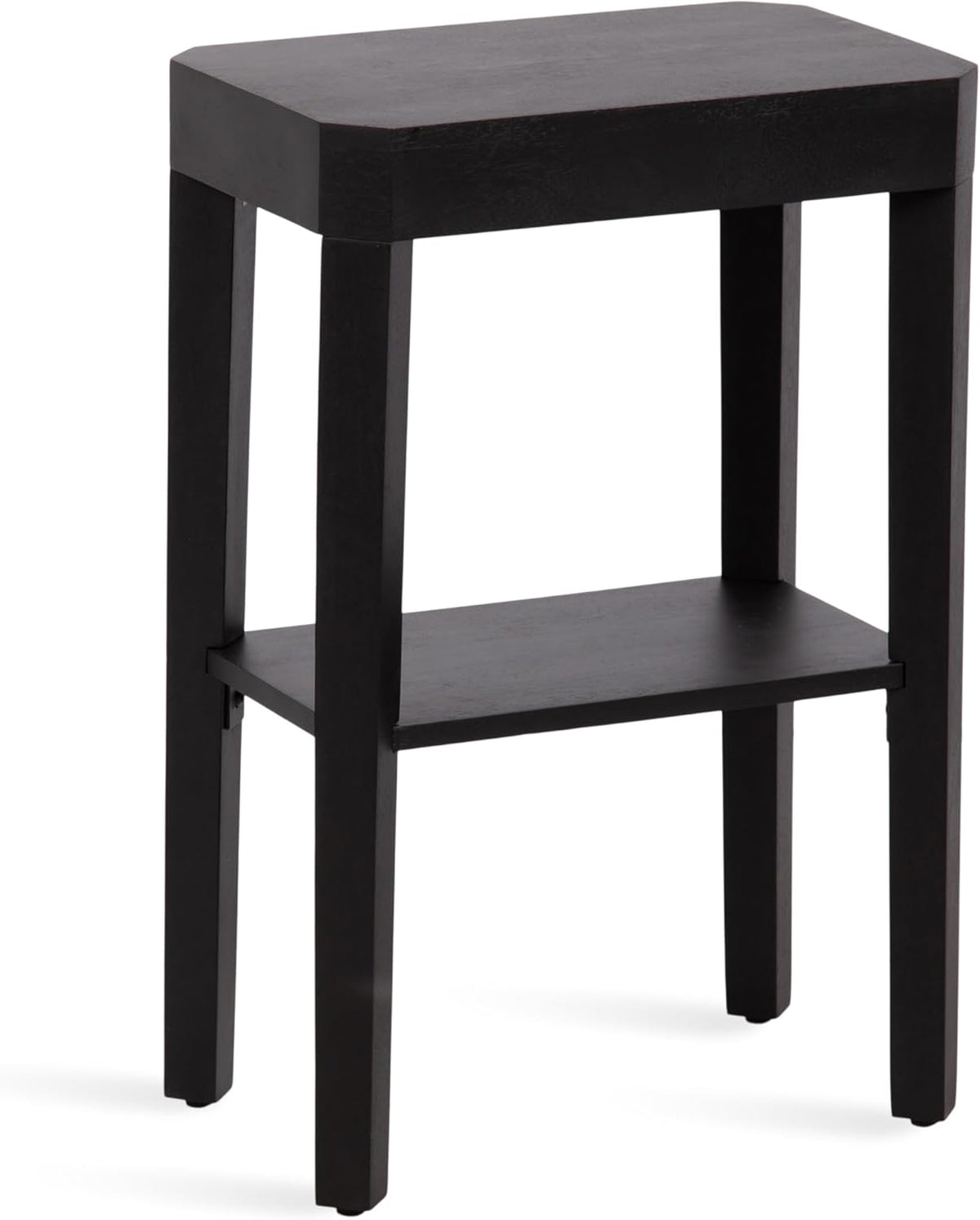 Kate and Laurel Talcott Modern Rectangle Wood Side Table, 16 x 10 x 25, Black, Transitional Decorative Two-Tier End Table for Use as a Bedroom Nightstand or Living Room Accent