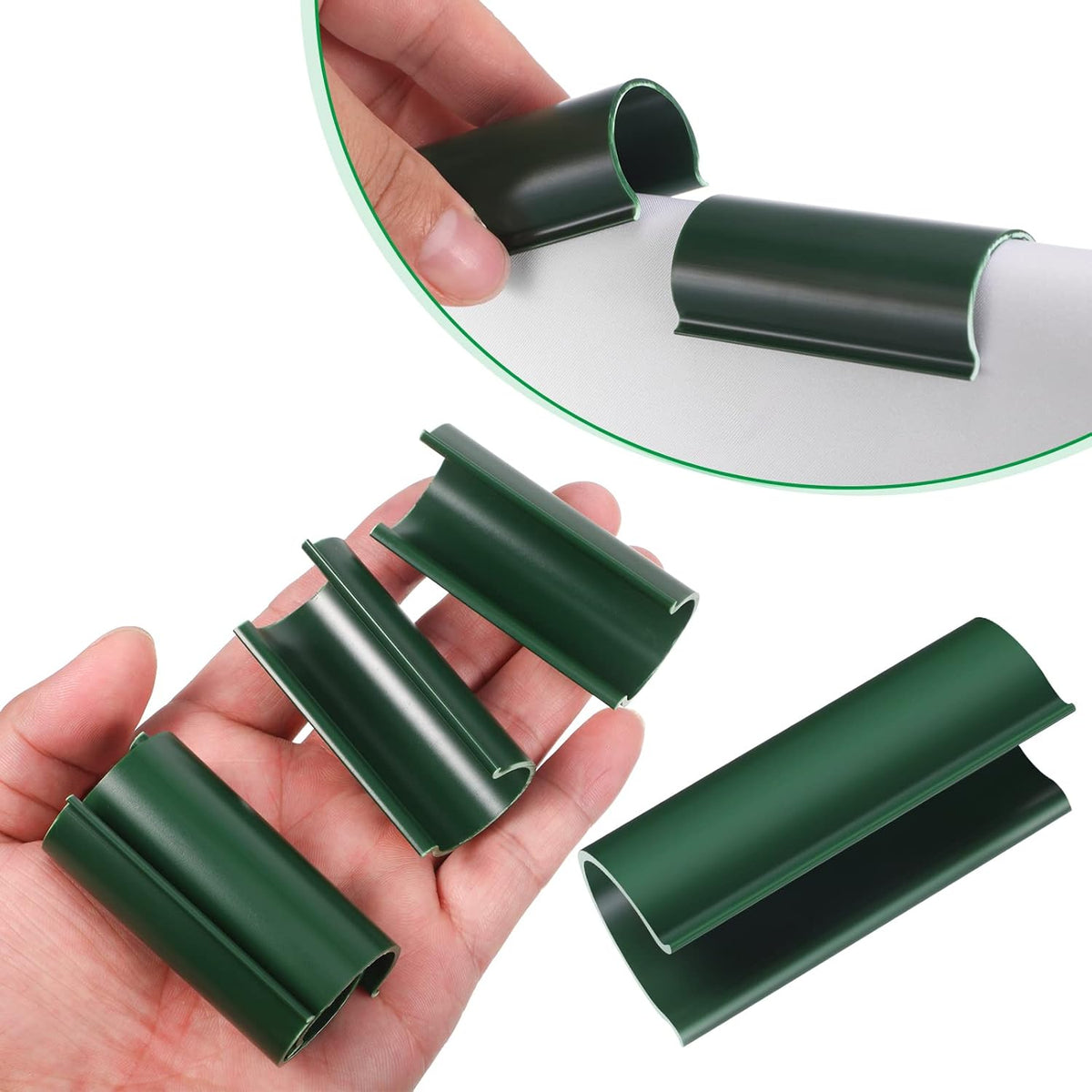 Jetec 32 Pcs PVC Pipe Clips Pool Cover Clamps for Above Ground Pool Greenhouses, Row Covers, Garden, Shelters, Bird Protection, 2.4 Inch Long(for 3/4 Inch PVC Pipe,Green)