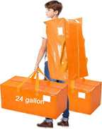 4 Pcs 24 Gallon Large Moving Bags with Zipper and Handles Foldable Storage Duffle Bags Heavy Duty Extra Large Totes for College Dorm Travel Clothes Blankets Bedding Moving (Jelly Orange)