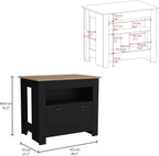 Kitchen Island Two Door Cabinet and Shelf with Multicolor | Ample storage with two doors and shelf