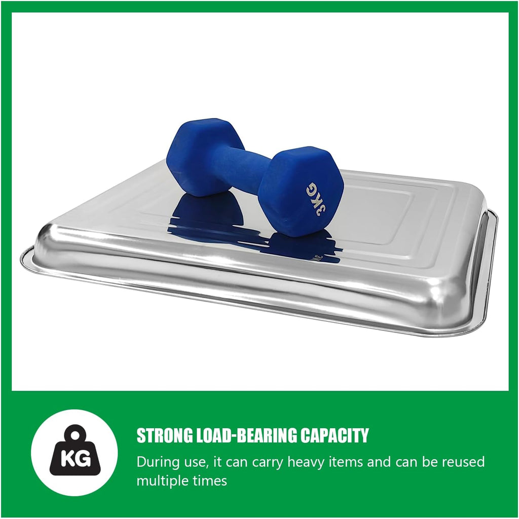 5 Pack Large Stainless Steel Seedling Trays, Heavy Duty Metal Water Catch Trays for Nursery Pots-Transplant, Seed Germination & Propagation Flats (17.5 inch×13.56 inch, 1.18" Height)