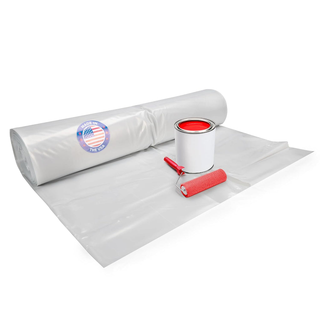 Plastic Sheeting 4 mil, 16' x 50' (800 sq. ft.) - Semi-Clear LDPE Film Roll - Roll of Plastic Sheeting for Painting, Construction, Drop Cloth - Painters Plastic Roll foк Vapor Barrier by IDL Packaging