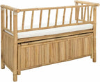 Bamboo Garden Storage Bench 110 x 47 x 80 cm, Natural Finish with Hidden Storage Compartment, Post Leg Design for Stability, Indoor Outdoor Use, Easy Assembly Required