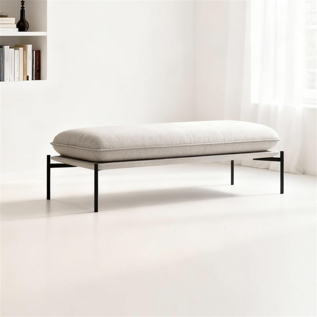 Modern Stainless Steel Bed end Stool Bedroom Dressing Room Rest Area Fabric Shoe Changing Entryway(Large)