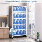 65" Kitchen Pantry Storage Cabinet - Metal 6-Tier Cabinet Transparent Doors with Wheels & Adjustable Shelves for Living Dining Room (White)