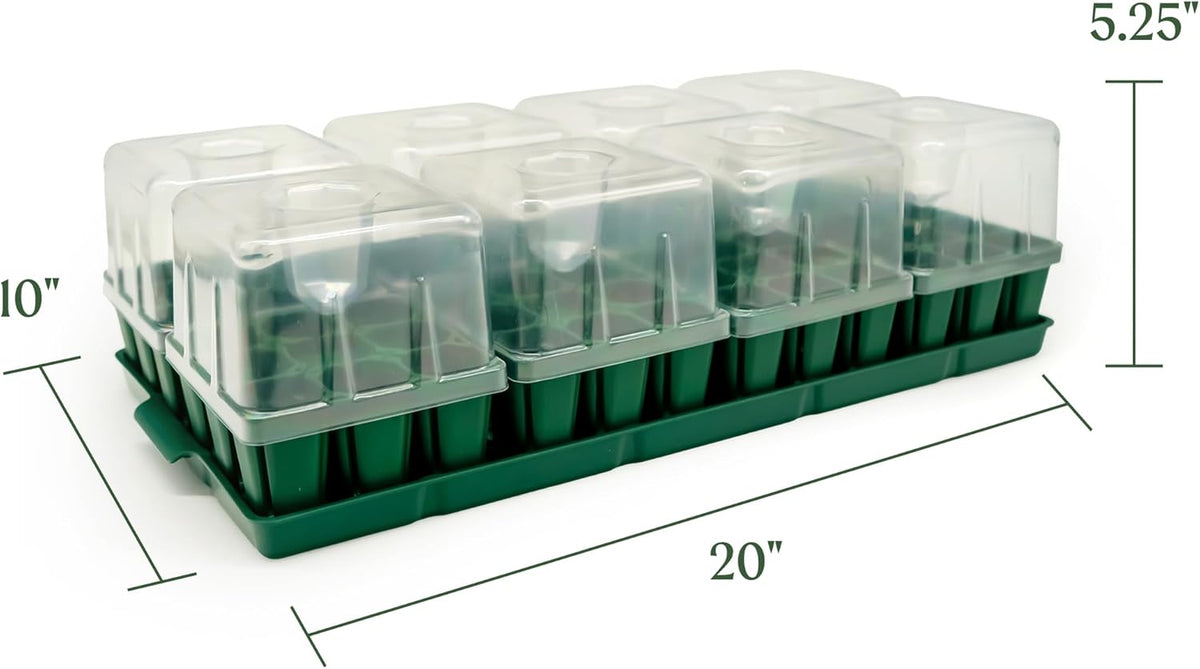 Vego garden Seedling Suite Products, 8 Pack Standard Seedling Trays with Seedling Tray Lids and 10" x 20" Bottom Watering Trays