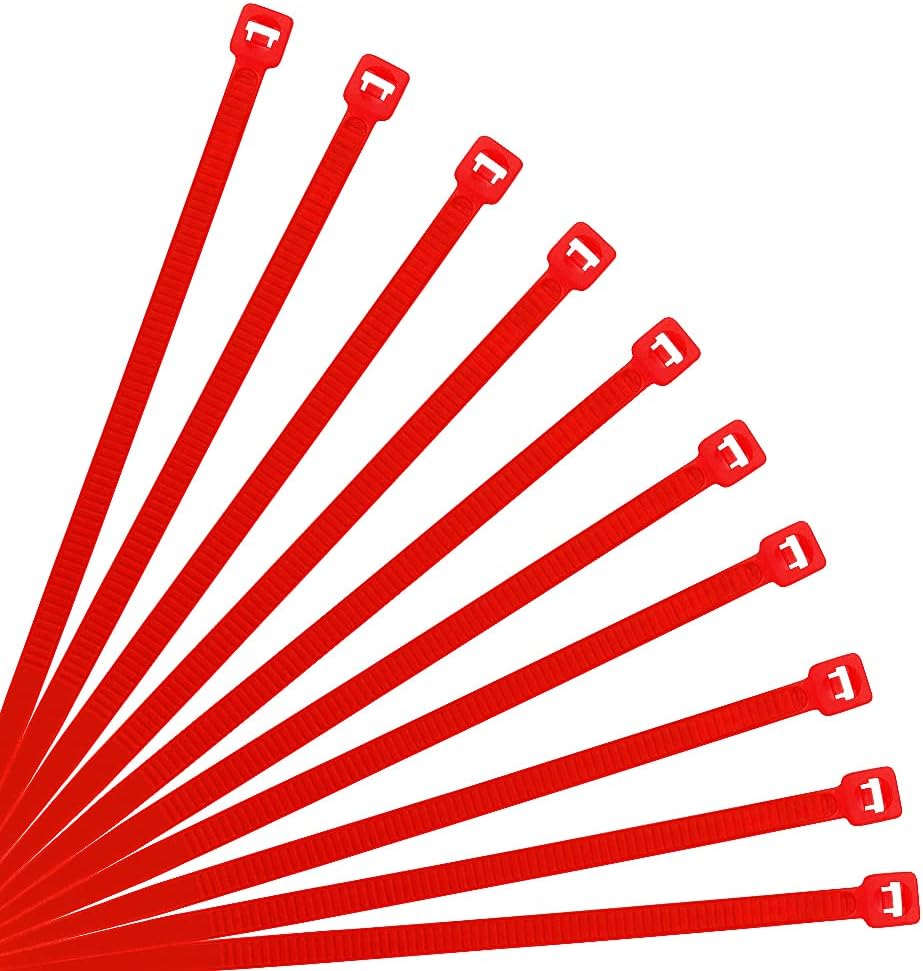 XINGO 10 Inch Cable Zip Ties (500 Pack), 40 Lbs Tensile Strength-Heavy Duty, Self-Locking Nylon Plastic Nylon Wire Ties for indoor and outdoor use(Red)