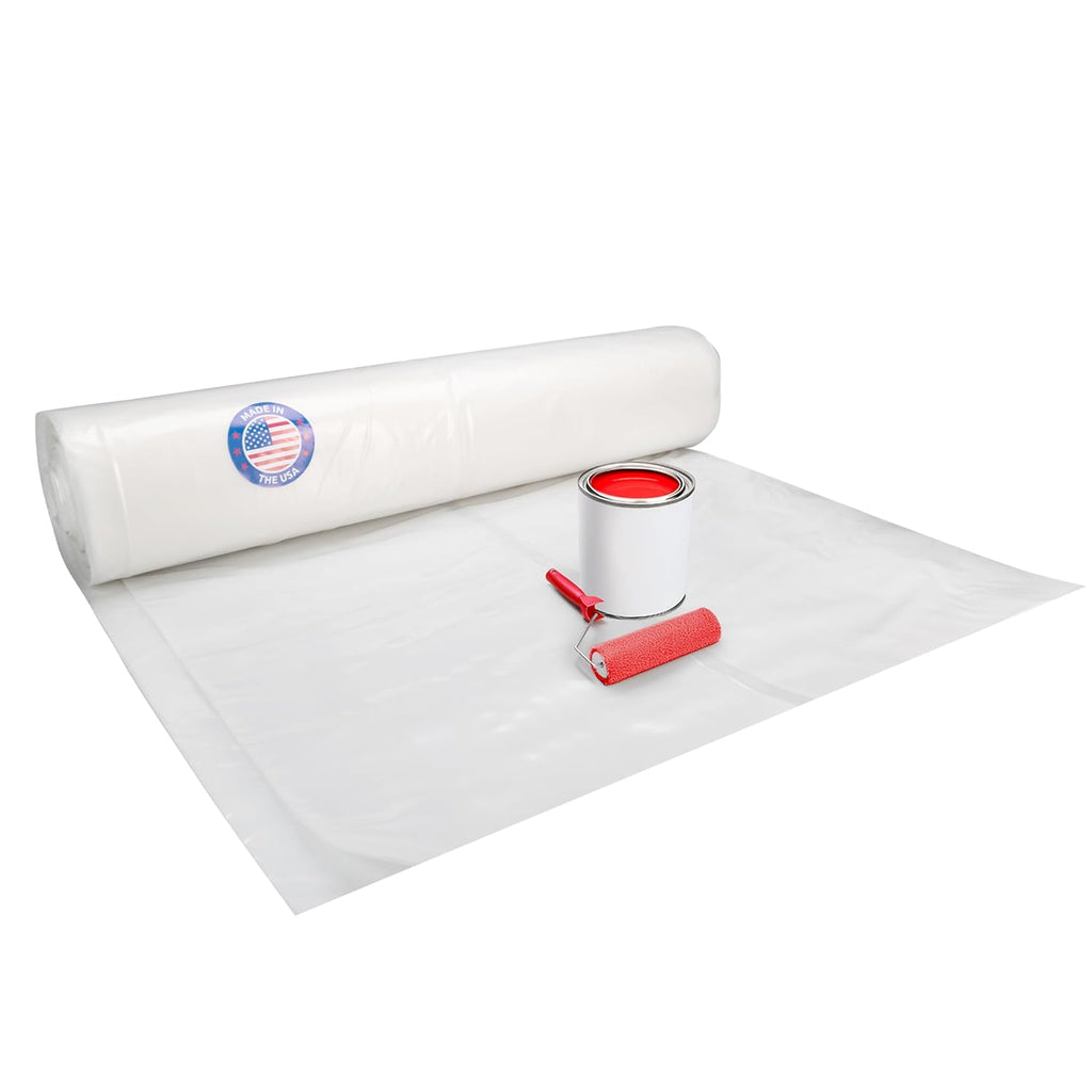 Plastic Sheeting 6 mil, 10' x 100' (1000 sq. ft.) - LDPE Film Roll - Strong Semi-Clear Plastic Rolls Heavy Duty Outdoor - Thick Painting Plastic Covering for Construction by IDL Packaging