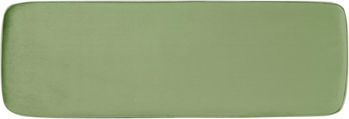 HomePop Upholstered Storage Bench with Metal Leg, 42" W, Green Velvet