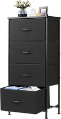 DUMOS Nightstand with 4 Drawers Bedside Table with Removable Fabric Bins Sturdy Steel Frame Wood Top Organizer Furniture for Bedroom Closet Living Room